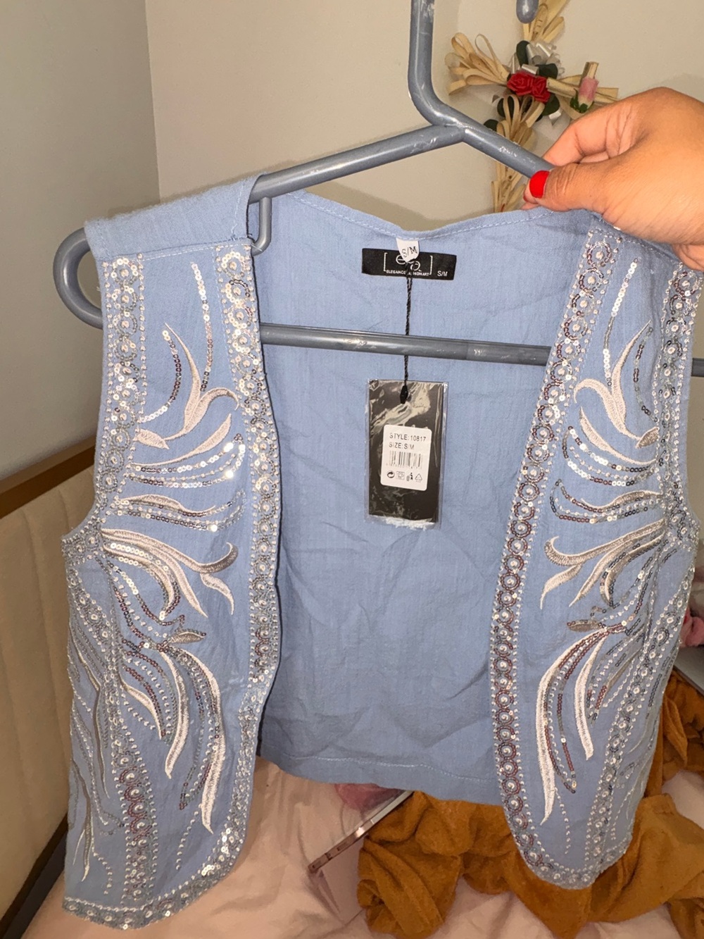 Embellished Light Blue Women's Vest